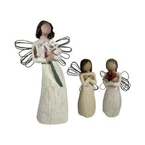 Lot of 3 Demdaco Willow Tree Figurines Angel Of Love Good Health Sign For Love